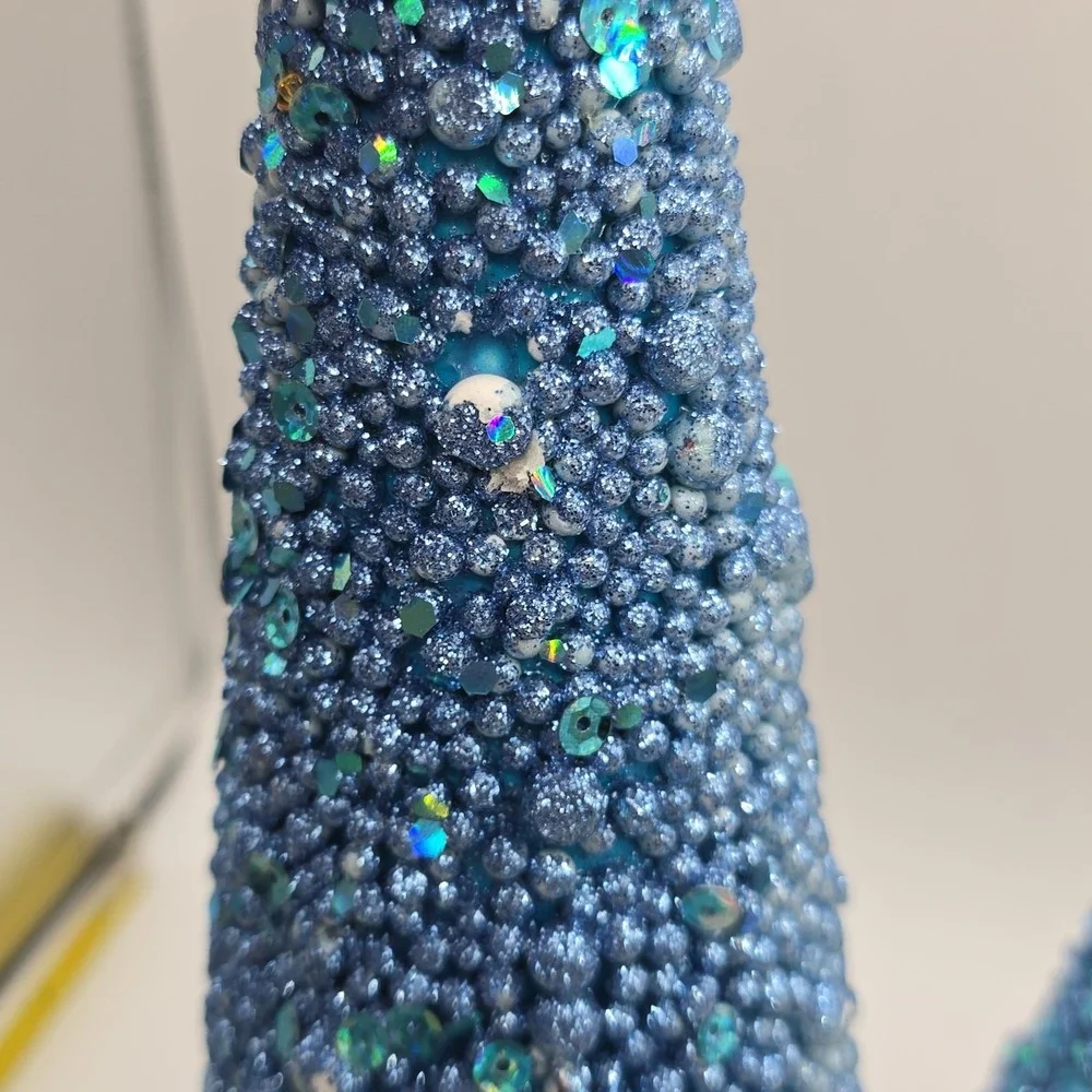 Vtg Gold Silver‎ Red Blue Cardboard Cone Christmas Trees 9